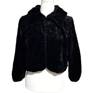 Kenzie Faux Fur Bolero Jacket Womens Size 12‎ Soft Ribbed Plush Velvet Cropped
